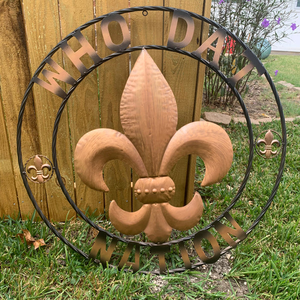 18", 24", 32" 36" WHO DAT NATION FLEUR DE LIS METAL WALL ART WESTERN HOME DECOR NEW