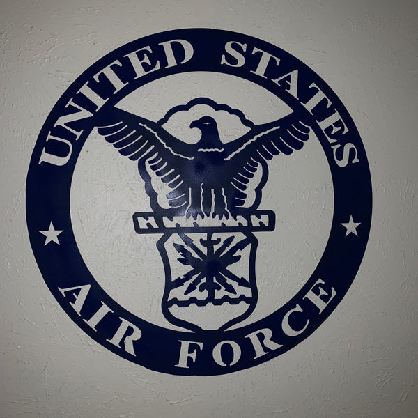 24" US AIR FORCE LASERCUT BLUE MILITARY METAL WALL ART AIRFORCE WESTERN HOME DECOR NEW