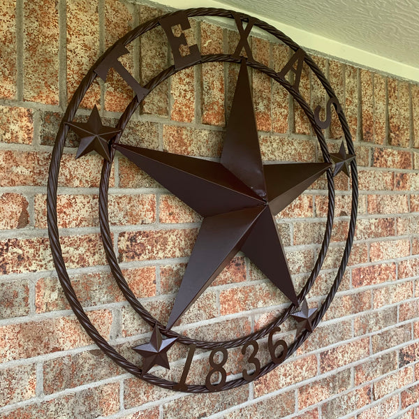 36" TEXAS 1836 BROWN BARN STAR METAL ART WESTERN HOME DECOR VINTAGE RUSTIC CRAFT ART