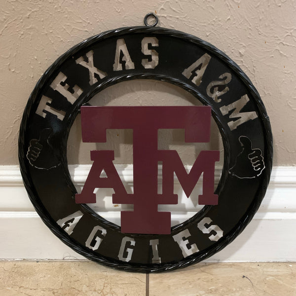12",18",24",32" TEXAS A&M AGGIES WIDE BAND RING CUSTOM METAL VINTAGE CRAFT TEAM SIGN HANDMADE
