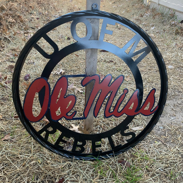 OLE MISS REBELS MISSISSIPPI METAL CUSTOM VINTAGE CRAFT TEAM SIGN HANDMADE