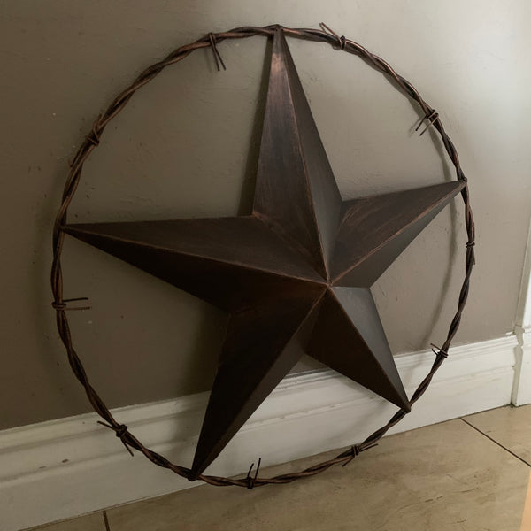 24" BARBWIRE TWISTED RING METAL WALL ART WESTERN HOME DECOR RUSTIC BRONZE COPPER #A10024