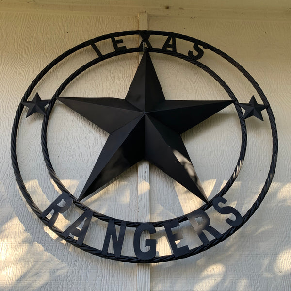 TEXAS RANGERS BLACK LONE STAR METAL TEAM WESTERN HOME DECOR CRAFT