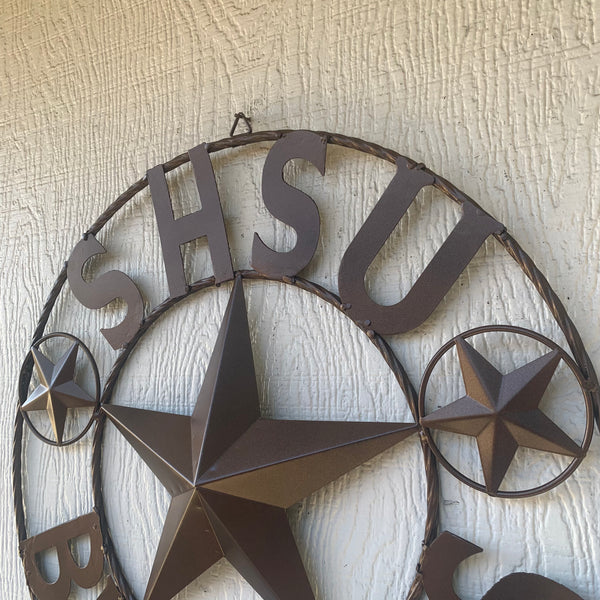 24",32" SHSU SAM HOUSTON BEARKATS BUSINESS RUSTIC BRONZE COPPER METAL CUSTOM VINTAGE CRAFT RUSTIC BLACK TEAM STAR HANDMADE