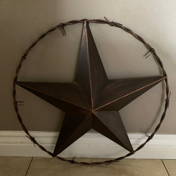 24" BARBWIRE TWISTED RING METAL WALL ART WESTERN HOME DECOR RUSTIC BRONZE COPPER #A10024