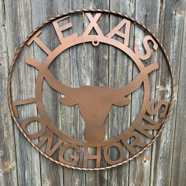 40",44",50" TEXAS LONGHORNS CUSTOM METAL VINTAGE CRAFT SIGN TEAM ART WESTERN HOJME DECOR RUSTIC BRONZE