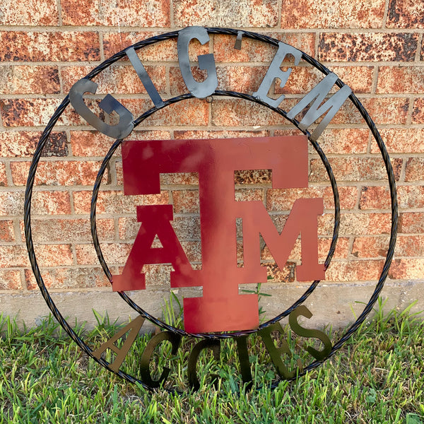 GIGEM AGGIES METAL CUSTOM VINTAGE CRAFT TEAM SIGN HANDMADE