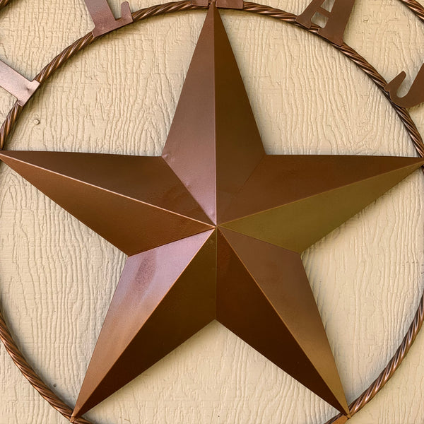 24", 32",36",40" TEXAS 1836 HAMMERED COPPER  BARN STAR METAL WALL WESTERN HOME DECOR RED WHITE BLUE ART