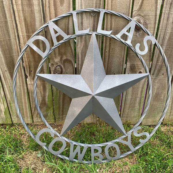 DALLAS COWBOYS RUSTIC GREY BARN LONE STAR CUSTOM METAL VINTAGE STAR WESTERN HOME DECOR