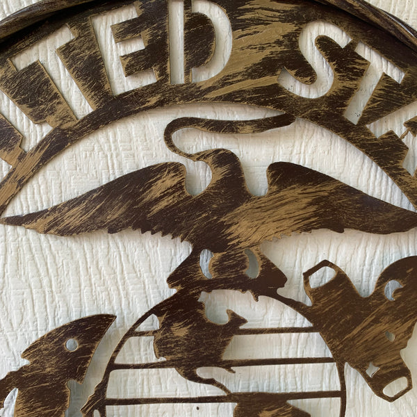 #EH10085 18",24",32" US MARINE CORPS MILITARY LASERCUT METAL PATRIOTIC WALL ART WESTERN HOME DECOR HANDMADE RUSTIC BRONZE COPPER