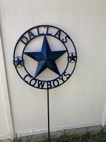 24" STAR & 34" STAKE DALLAS COWBOYS DECOR METAL ART WESTERN HOME WALL DECOR ALL NAVY BLUE STAR WITH 34" STAKE