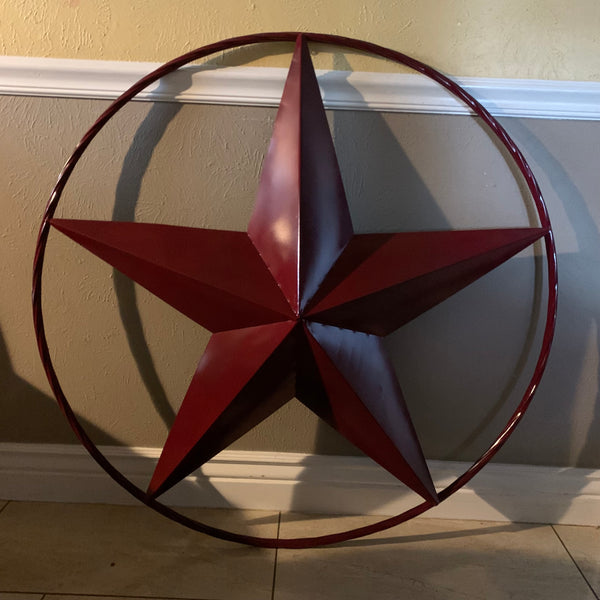 CRANBERRY BURGUNDY STAR RED STAR BARN METAL LONESTAR TWISTED ROPE RING WALL ART WESTERN HOME DECOR BRAND NEW