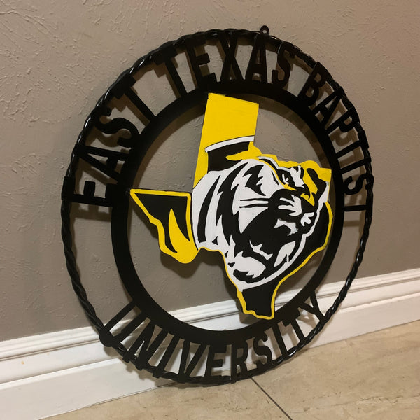 EAST TEXAS BAPTIST UNIVERSITY METAL CUSTOM VINTAGE CRAFT SIGN WALL ART TEAM HANDMADE