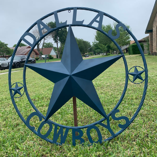 DALLAS COWBOYS NAVY BLUE BARN STAR METAL LONE STAR WESTERN HOME DECOR HANDMADE 24",32",36",40",42",44",46",50"