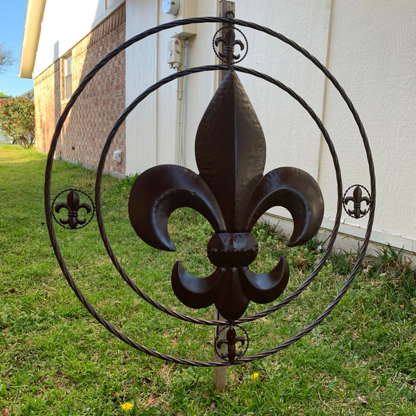 MULTI FLEUR DE LIS METAL WALL ART WESTERN HOME DECOR VINTAGE RUSTIC BROWN ART NEW