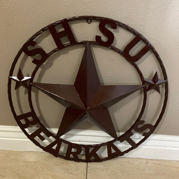 24",32" SHSU SAM HOUSTON BEARKATS RUSTIC DARK BROWN METAL CUSTOM VINTAGE CRAFT RUSTIC BROWN TEAM STAR HANDMADE