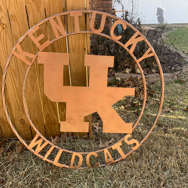 12", 18", 24", 32" KENTUCKY WILDCATS CUSTOM HAMMERED COPPER METAL VINTAGE CRAFT SIGN HANDMADE