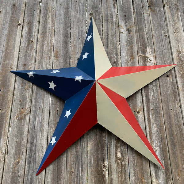 12",16",24",30",36" USA AMERICAN FLAG STAR STYLE #1 RED WHITE & BLUE METAL BARN STAR WALL ART HANDMADE STYLE# 1