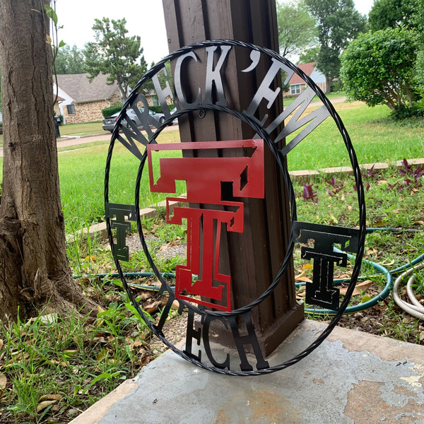 12", 18", 24", 32" WRECKEM TEXAS TECH METAL CUSTOM VINTAGE CRAFT TEAM SIGN HANDMADE