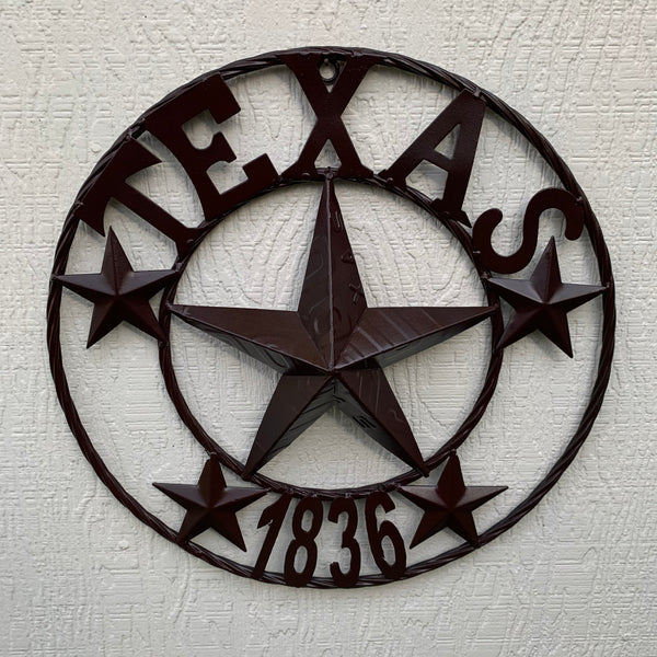 16",24",32",50" RUSTIC BROWN TEXAS 1836 BARN STAR METAL ART WESTERN HOME DECOR VINTAGE RUSTIC DARK BROWN NEW
