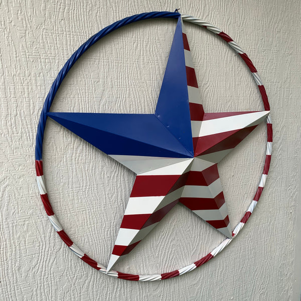 USA METAL STAR PLAIN WITHOUT SMALL STARS WITH RED WHT BLU RING Western Handmade 12",16",24",32"36",38",40",48"