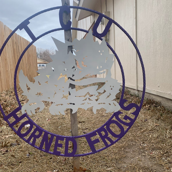 12",18",24",32",36" TCU HORNED FROGS CUSTOM METAL VINTAGE CRAFT TEAM SIGN HANDMADE