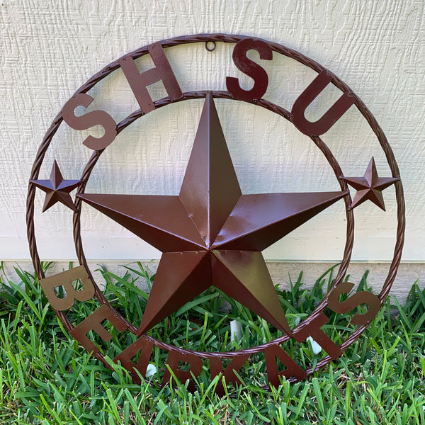 24",32" SHSU SAM HOUSTON BEARKATS RUSTIC DARK BROWN METAL CUSTOM VINTAGE CRAFT RUSTIC BROWN TEAM STAR HANDMADE
