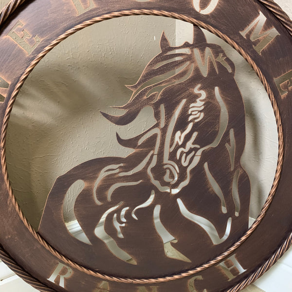 23" WELCOME RANCH HORSE METAL WALL DECOR WESTERN HOME DECOR HANDMADE NEW