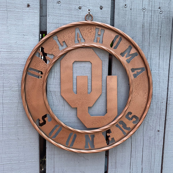 12",18",24",32" OU SOONERS HAMMERED COPPER CUSTOM METAL VINTAGE CRAFT TEAM SIGN HANDMADE CRAFT