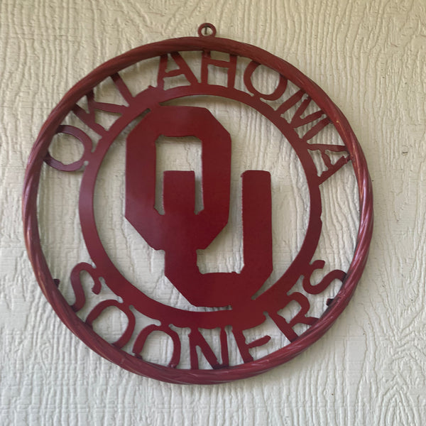 12", 18", 24", 32" OU OKLAHOMA SOONERS RUSTIC RED METAL CUSTOM VINTAGE CRAFT WALL ART TEAM SIGN HANDMADE