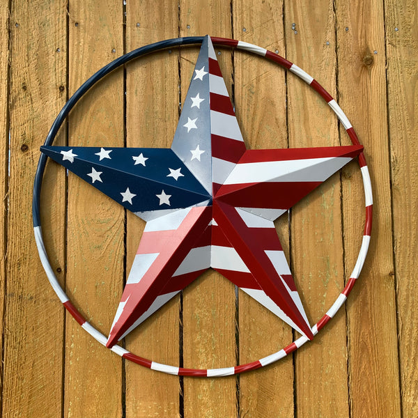 PEACE STAR SIGN METAL RED WHT BLUE STAR WESTERN HOME DECOR HANDMADE 12",16",24",32"36",38",40",48"