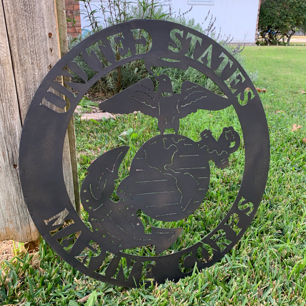 24" USA MARINE CORPS MILITARY LASERCUT BLACK CUSTOM VINTAGE METAL CRAFT WALL ART DECOR WESTERN HOME DECOR HANDMADE