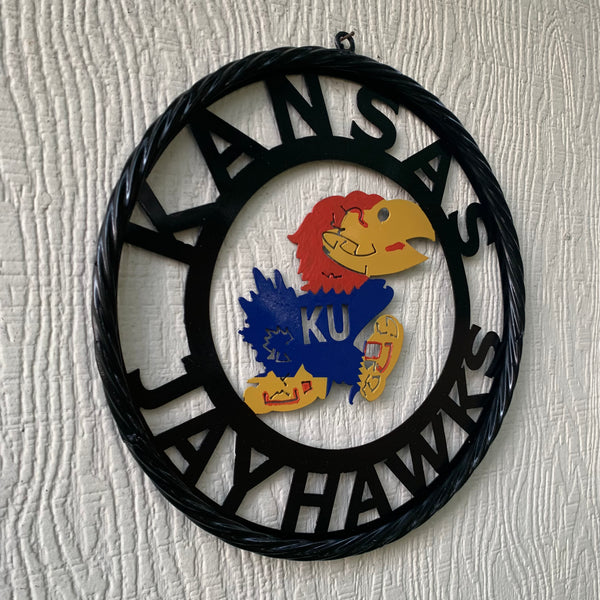 KANSAS JAYHAWKS METAL CUSTOM VINTAGE CRAFT WALL ART TEAM SIGN HANDMADE