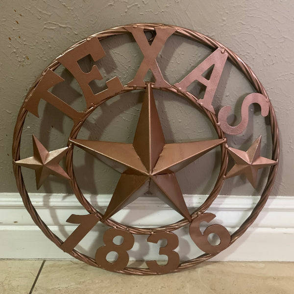 16", 20", 24", 32" TEXAS 1836 HAMMERED COPPER  BARN STAR METAL WALL WESTERN HOME DECOR RED WHITE BLUE ART