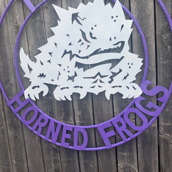 12",18",24",32",36" TCU HORNED FROGS CUSTOM METAL VINTAGE CRAFT TEAM SIGN HANDMADE