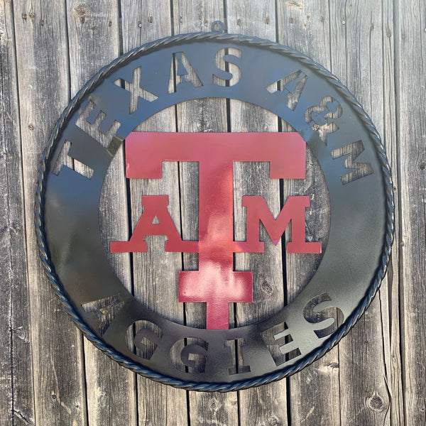 24" TEXAS A&M WIDE BAND RING CUSTOM METAL VINTAGE CRAFT SIGN TEAM HANDMADE