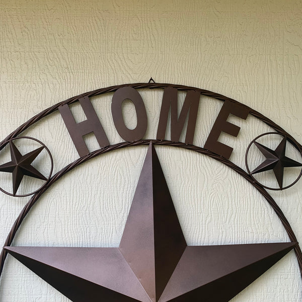 HOME STYLE  YOUR CUSTOM NAME STAR METAL BARN STAR ROPE RING WESTERN HOME DECOR VINTAGE RUSTIC BROWN NEW HANDMADE 24",32",36",40",42",44",46",50"