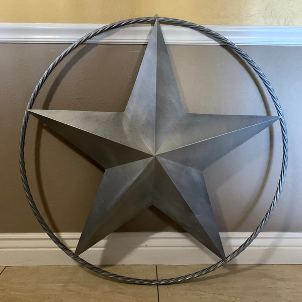 12",16",24",32",34", 36",38",40",48",60",72",96" RUSTIC GREY BARN LONE STAR WITH TWISTED ROPE RING METAL WALL ART WESTERN HOME DECOR VINTAGE RUSTIC CRAFT NEW
