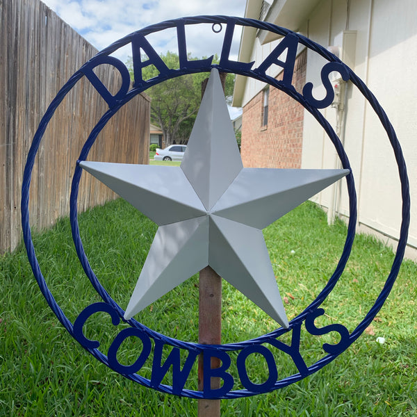 DALLAS COWBOYS STAR METAL BARN LONE STAR WESTERN HOME DECOR BLUE & WHITE STAR, SIZE:24",32",36",40",42",44",46",50"