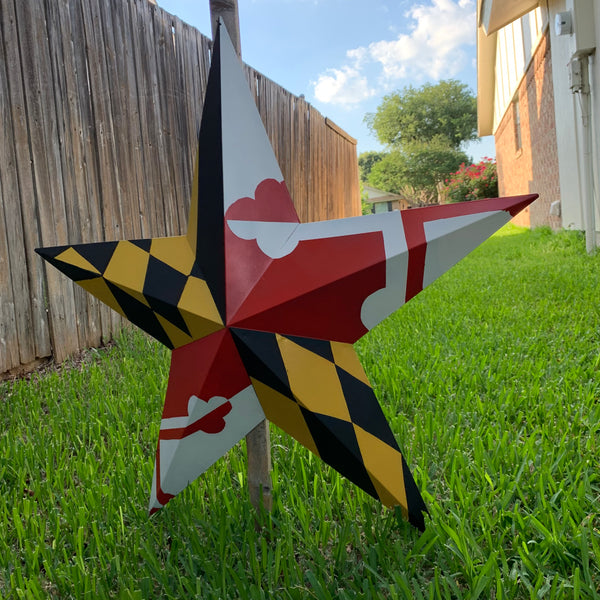 #EH10423 MARYLAND FLAG BARN METAL STAR WESTERN HOME DECOR HANDMADE 22",24",30",36"