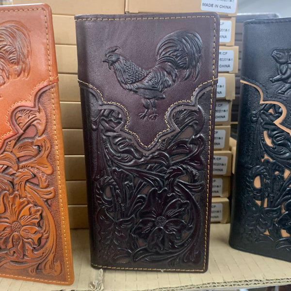 #LG GENUINE LEATHER WESTERN CHECKBOOK MEN'S WALLET WESTERN FASHION--FREE SHIPPING