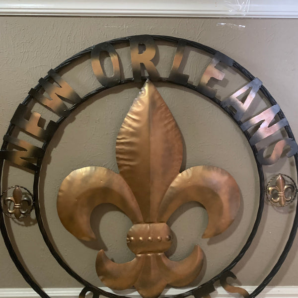 18", 24", 32" NEW ORLEANS SAINTS METAL SIGN WALL ART WESTERN HOME DECOR RUSTIC GOLD & BLACK ART NEW