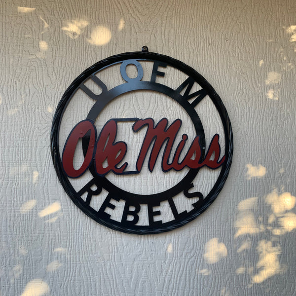 OLE MISS REBELS MISSISSIPPI METAL CUSTOM VINTAGE CRAFT TEAM SIGN HANDMADE