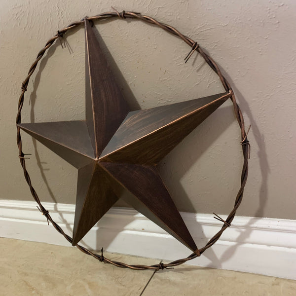 24" BARBWIRE TWISTED RING METAL WALL ART WESTERN HOME DECOR RUSTIC BRONZE COPPER #A10024