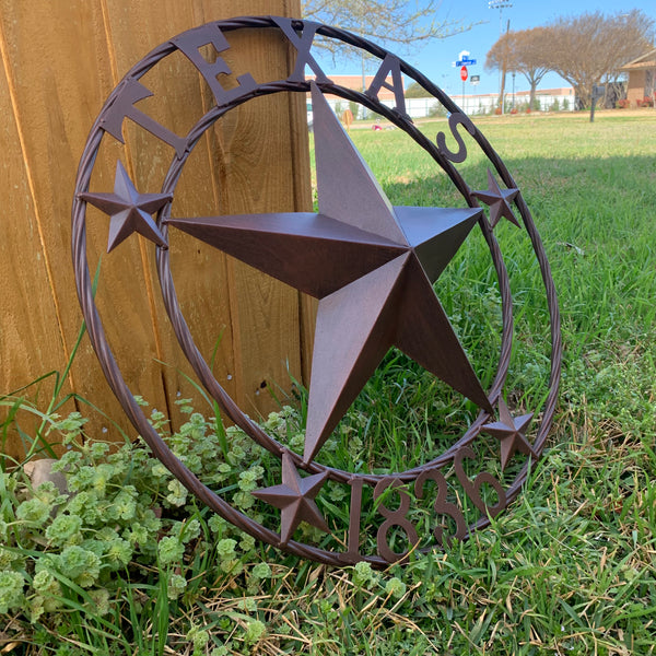 24", 32",36",40" TEXAS 1836 RUSTIC BROWN BARN STAR METAL WALL WESTERN HOME DECOR HANDMADE