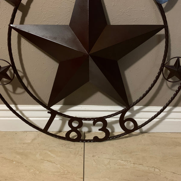 16",24", 32", 36" RUSTIC BROWN TEXAS 1836 BARN STAR METAL ART WESTERN HOME DECOR VINTAGE RUSTIC DARK BROWN NEW