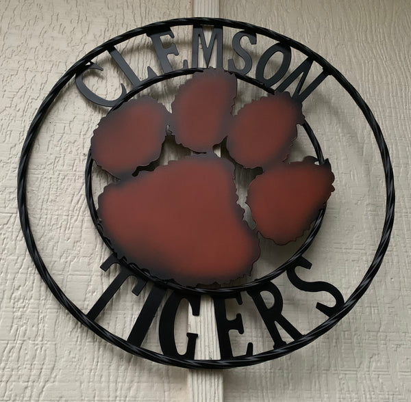 CLEMSON TIGERS CUSTOM METAL VINTAGE CRAFT SIGN WALL ART TEAM SIGN HANDMADE STYLE#1 12", 18", 24", 32"