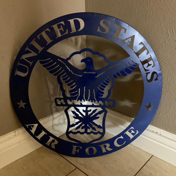 24" US AIR FORCE LASERCUT BLUE MILITARY METAL WALL ART AIRFORCE WESTERN HOME DECOR NEW