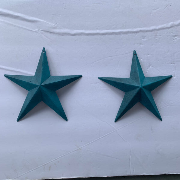 #EH10474 RUSTIC TURQUOISE DISTRESSED TWO TONE BARN METAL STAR WESTERN HOME DECOR ART NEW