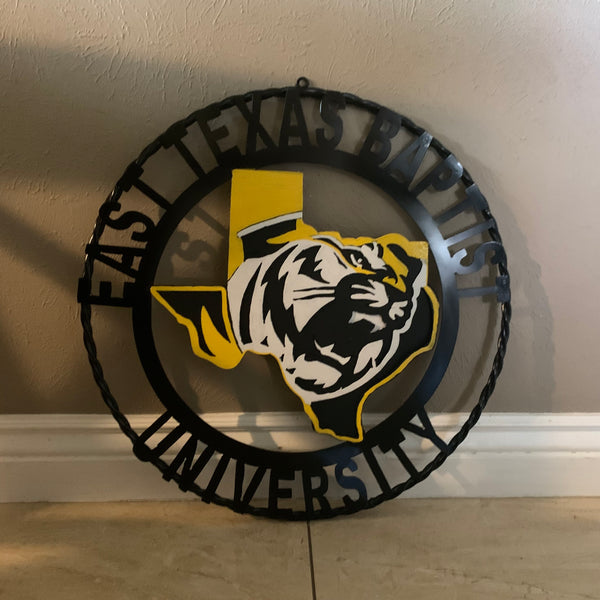 EAST TEXAS BAPTIST UNIVERSITY METAL CUSTOM VINTAGE CRAFT SIGN WALL ART TEAM HANDMADE